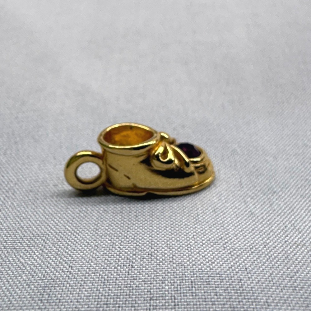 Baby Shoe Charm Unisex OS Gold Green Fair Vintage Birthstone‎ Rhinestone